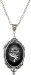 Gothic Red Rose Pendant Necklace – Vintage Cameo Flower, Victorian Punk Style