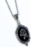 Gothic Red Rose Pendant Necklace – Vintage Cameo Flower, Victorian Punk Style