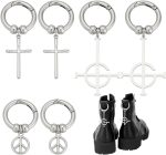 6-Piece Gothic Punk Shoe Charms – 3 Styles, Cross Boot Charms with Dangle Pendant