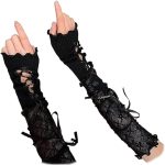 Pair of Fingerless Ballet Style Gloves – Black, Gothic Halloween Costume Accessory