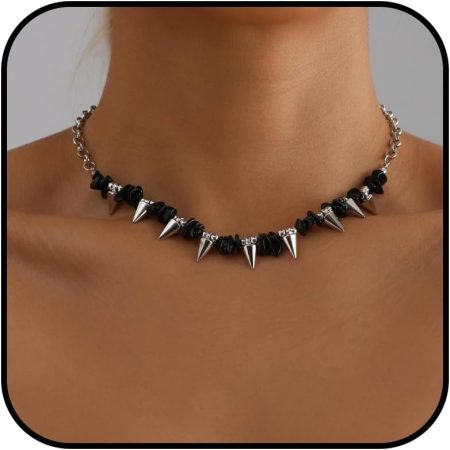 Gothic Choker Necklace – Black Pearl Raven Skull Tassel, Adjustable Dark Aesthetic