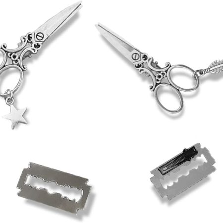4-Piece Women's Hair Clips – Scissor & Razor Blade Shaped Alligator Clip, Gothic Halloween