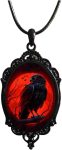 Gothic Bat Glass Pendant Necklace – Vintage Rope Chain, Witch Dark Punk Style