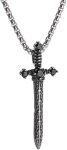 Gothic Dragon & Cross Necklace for Men – Vintage Punk Cross Dragon Wing Pendant