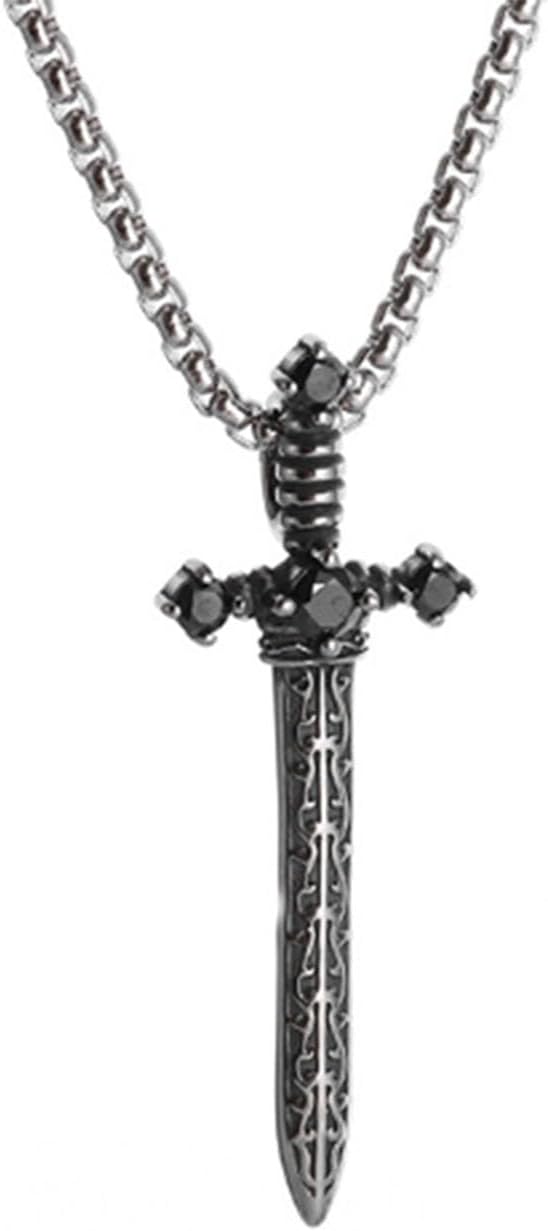 Gothic Dragon & Cross Necklace for Men – Vintage Punk Cross Dragon Wing Pendant