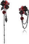 Gothic Rose Earrings – Asymmetrical Tassel, Personalised Women's Accessory