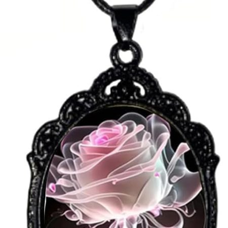Gothic Flower Necklace – Dark Aesthetic Floral Pendant Choker, Witchcore Spooky