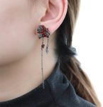 Gothic Rose Earrings – Asymmetrical Tassel, Personalised Women's Accessory