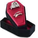 Velvet Coffin Ring Box – Gothic Style, 2 Slots, Black and Red