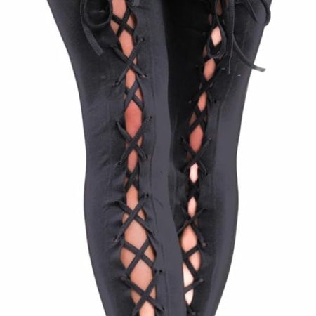 Lace-Up Thigh High Leg Warmers – Gothic Witch Stockings, Medieval Festival Costume