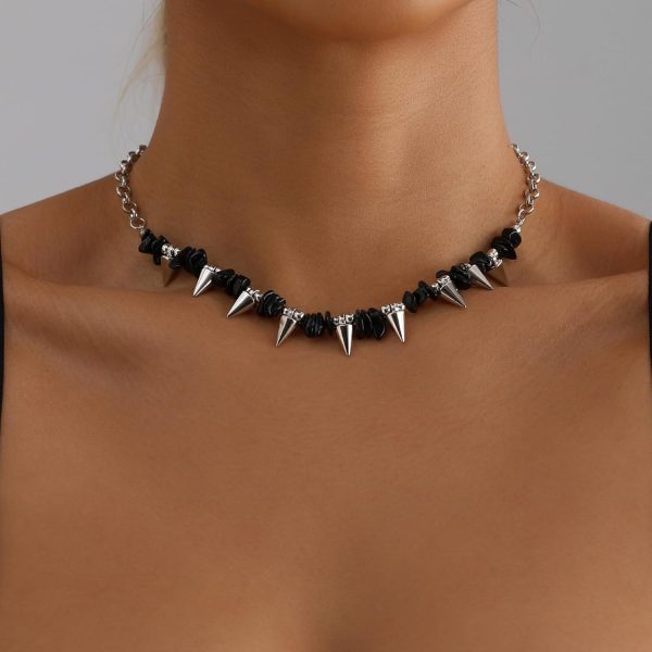 Gothic Choker Necklace – Black Pearl Raven Skull Tassel, Adjustable Dark Aesthetic