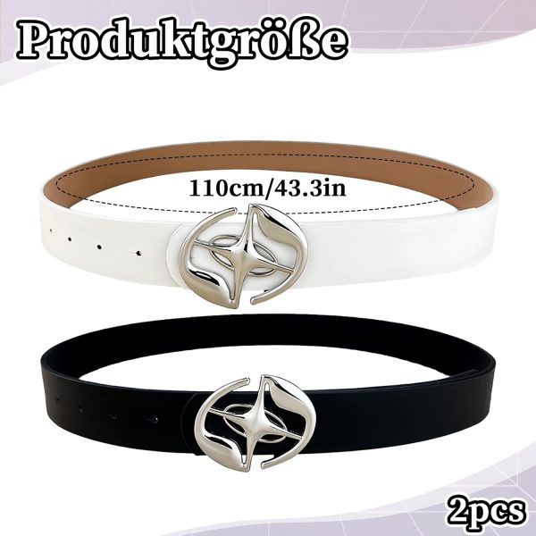 Set of 2 Retro Belts – Cross and Saturn Design, Black and White, Gothic Punk Y2K