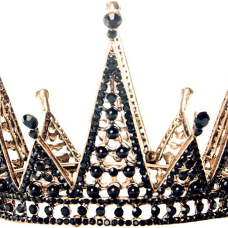 Black Gothic Crown – Rhinestone Baroque Queen Headpiece for Party Prom