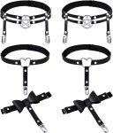 6-Piece Adjustable Harness Garter Belt – Elastic Punk Gothic Thigh Ring, Star/Butterfly/Heart Shapes