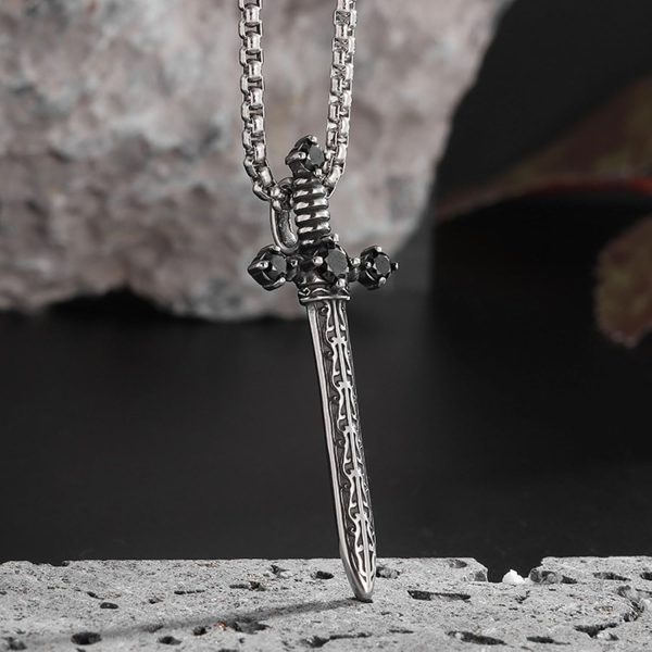 Gothic Dragon & Cross Necklace for Men – Vintage Punk Cross Dragon Wing Pendant