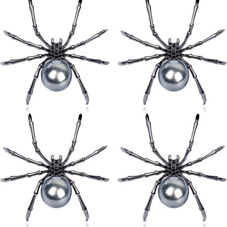 Vintage Spider Brooch Set – Dark Silver Pearl, Gothic Witch Jewelry, 2-Pack