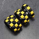 3-Piece Checkered Leather Bracelet Set – Black White PU Wristband, Adjustable Gothic Punk